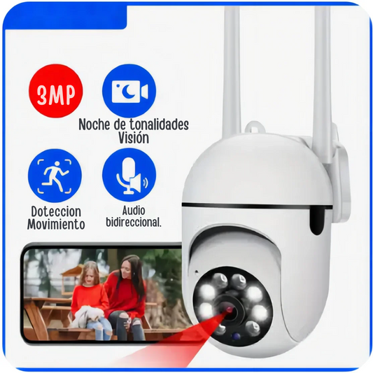 Cámara de Seguridad WiFi JOOAN 3MP PTZ – Cámara IP de Vigilancia con Audio, Visión Nocturna a Color y Seguimiento Automático