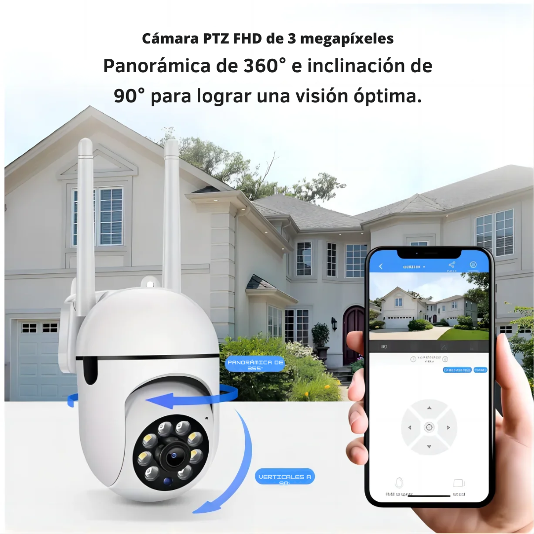 Cámara de Seguridad WiFi JOOAN 3MP PTZ – Cámara IP de Vigilancia con Audio, Visión Nocturna a Color y Seguimiento Automático