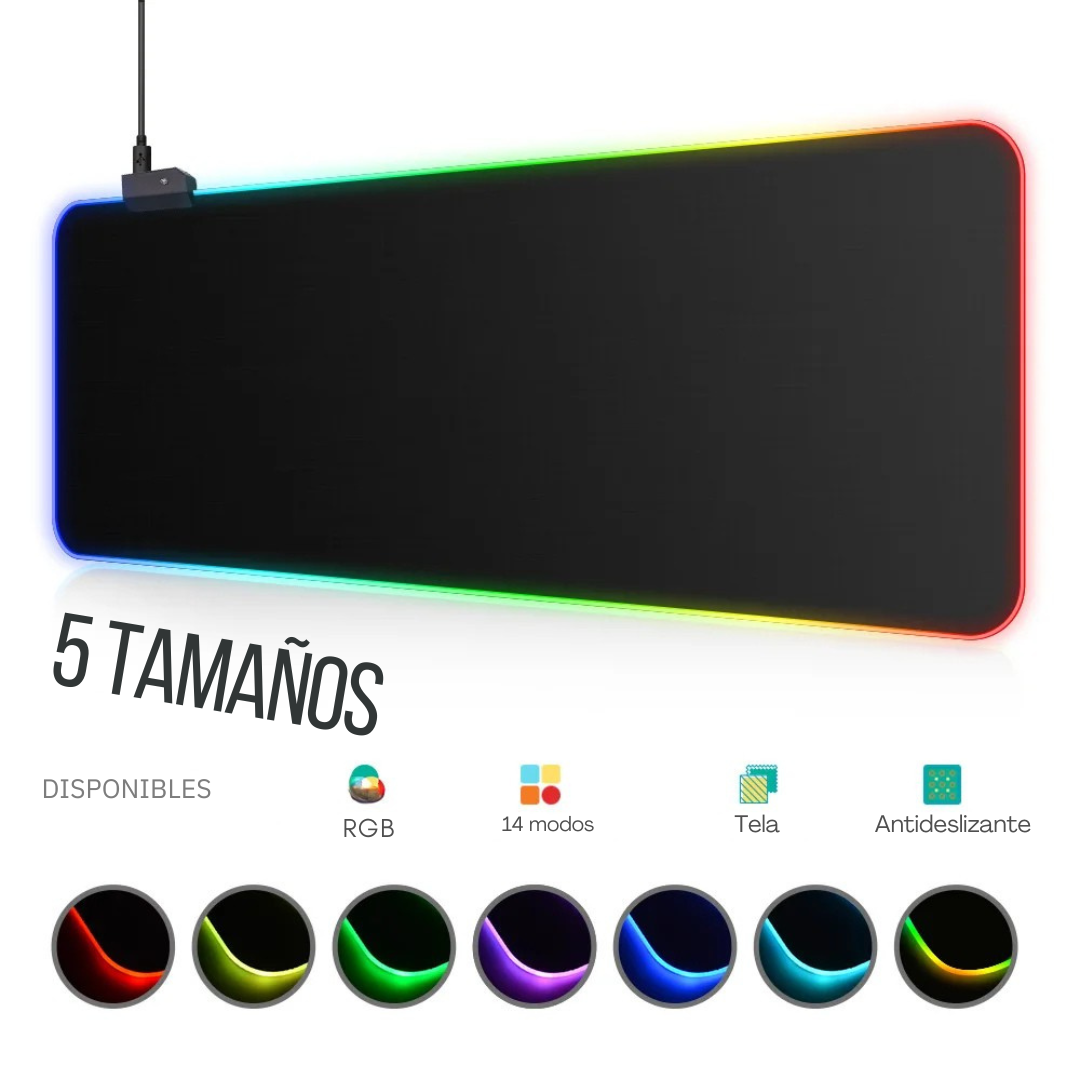 Alfombrilla de Ratón LED RGB con Funda para Teclado – Superficie Impermeable