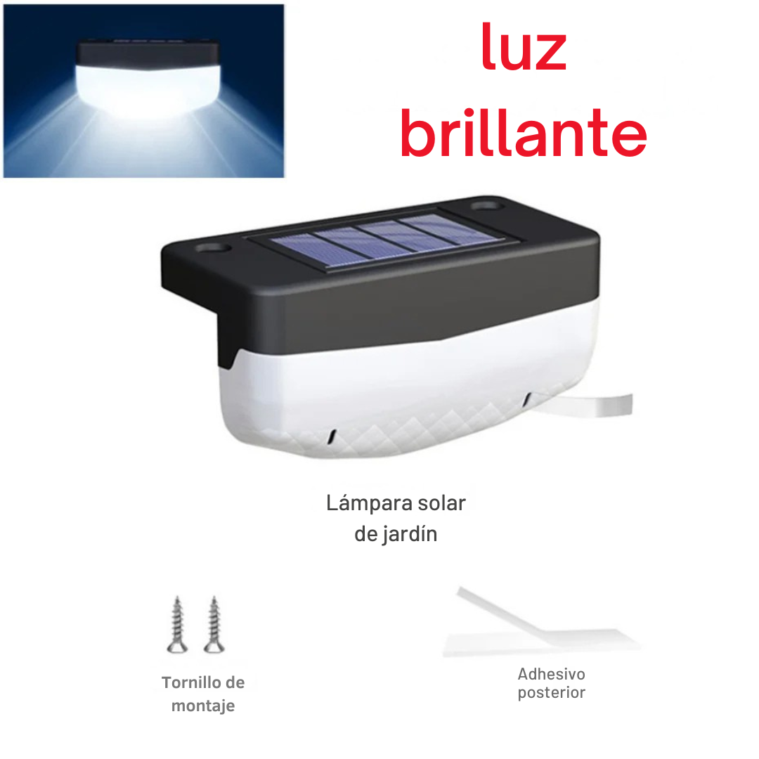 Luces LED Solares para Escaleras con Panel Solar – Iluminación Impermeable y Ecológica para Exterior