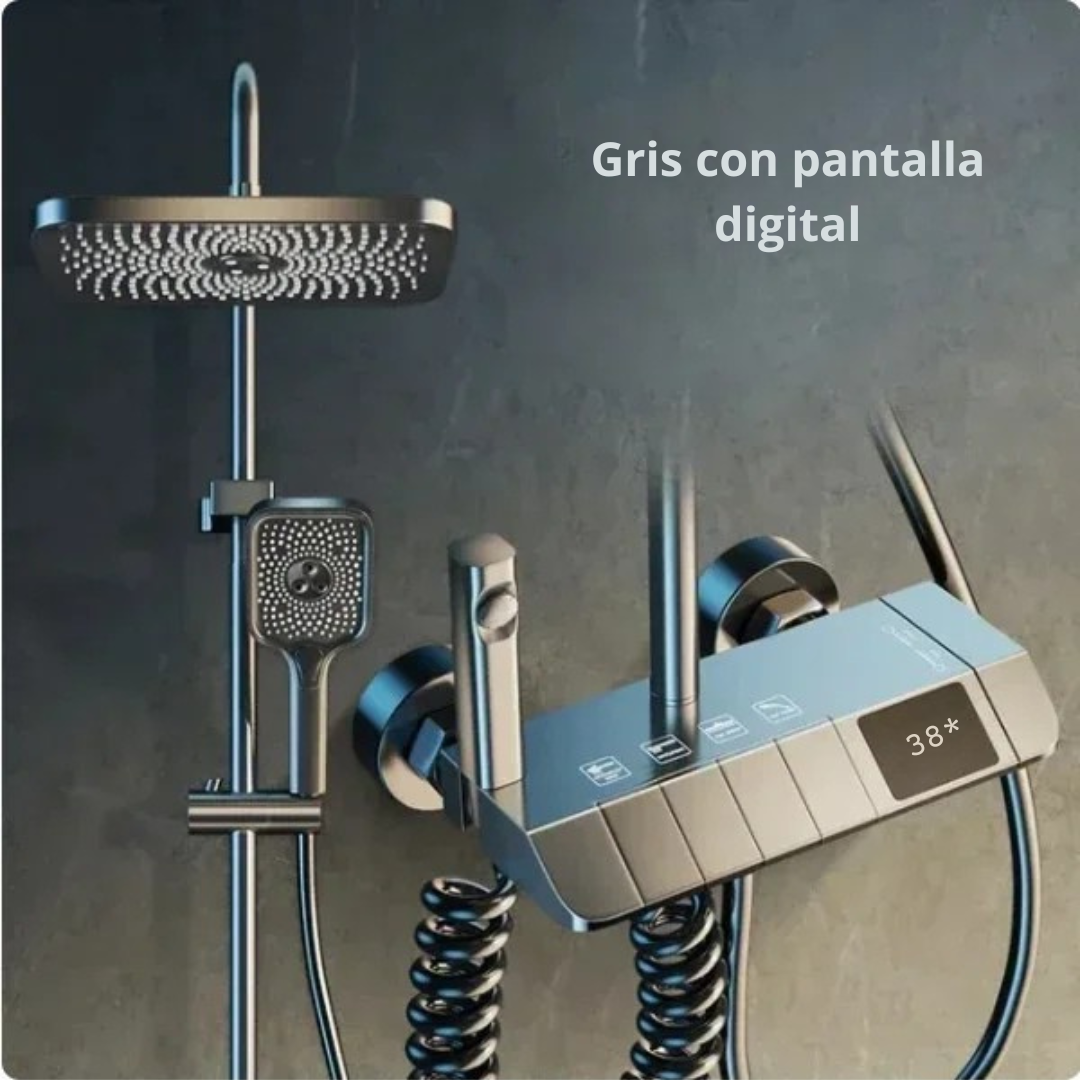 Juego de Grifo de Ducha con 4 Funciones y Pantalla Digital