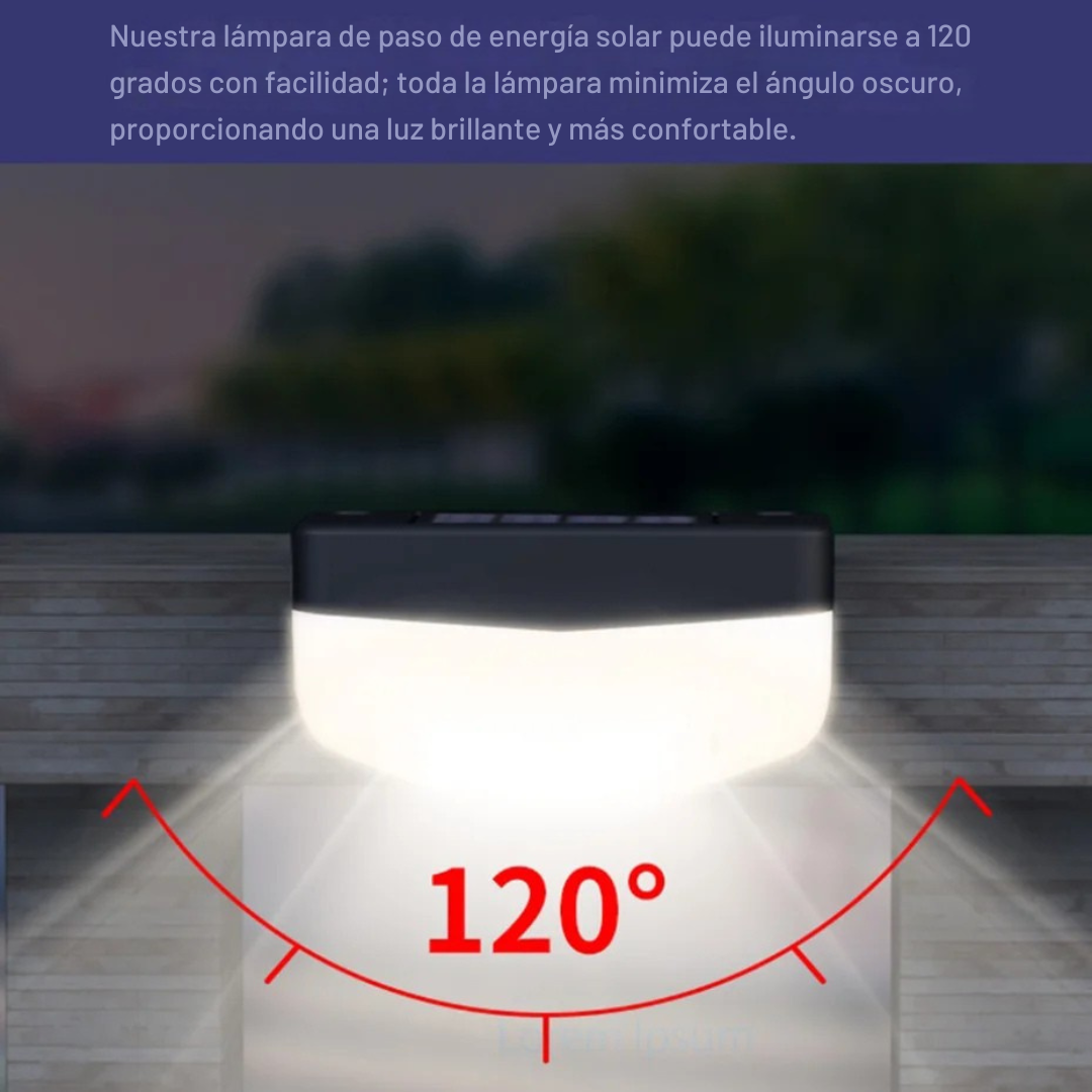 Luces LED Solares para Escaleras con Panel Solar – Iluminación Impermeable y Ecológica para Exterior