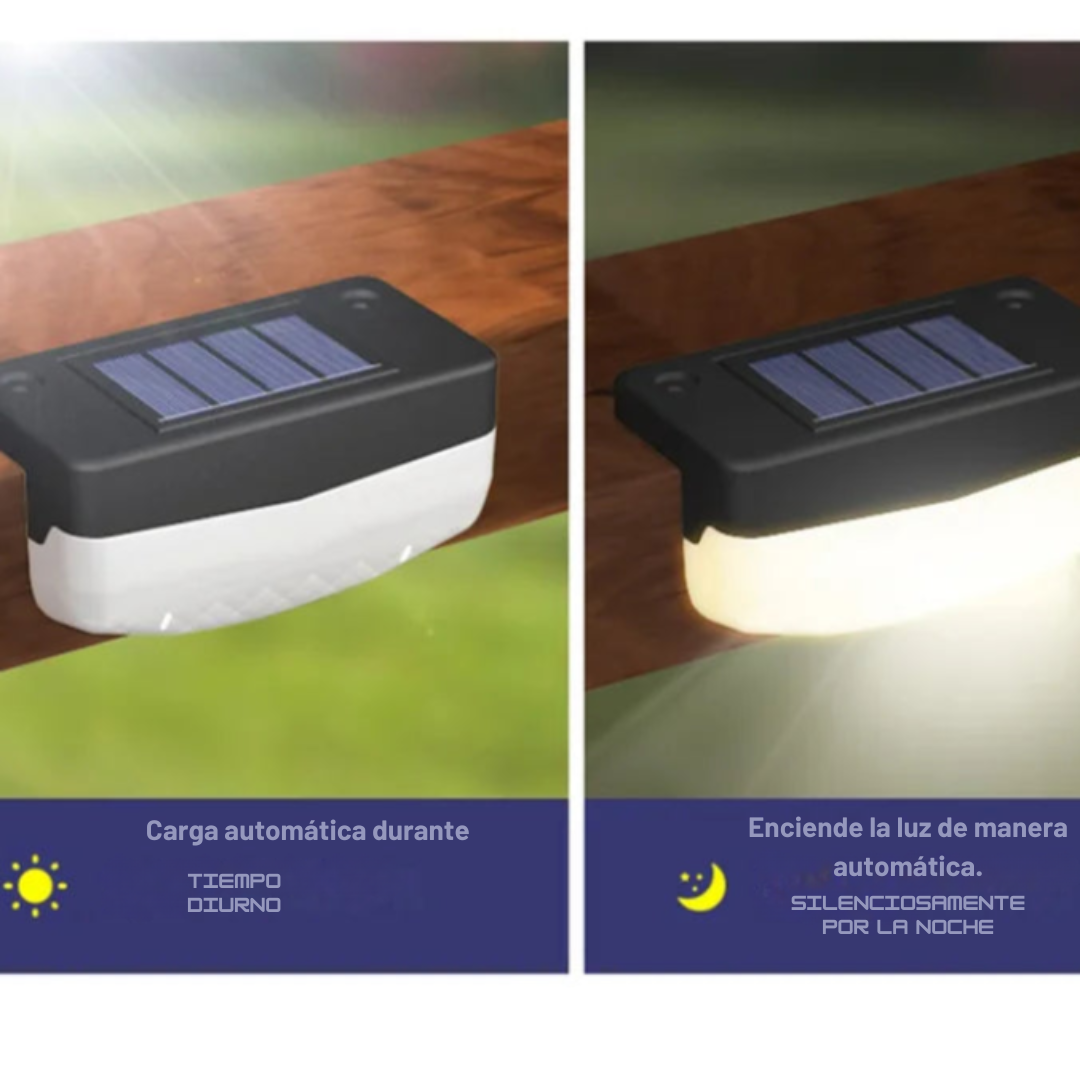 Luces LED Solares para Escaleras con Panel Solar – Iluminación Impermeable y Ecológica para Exterior