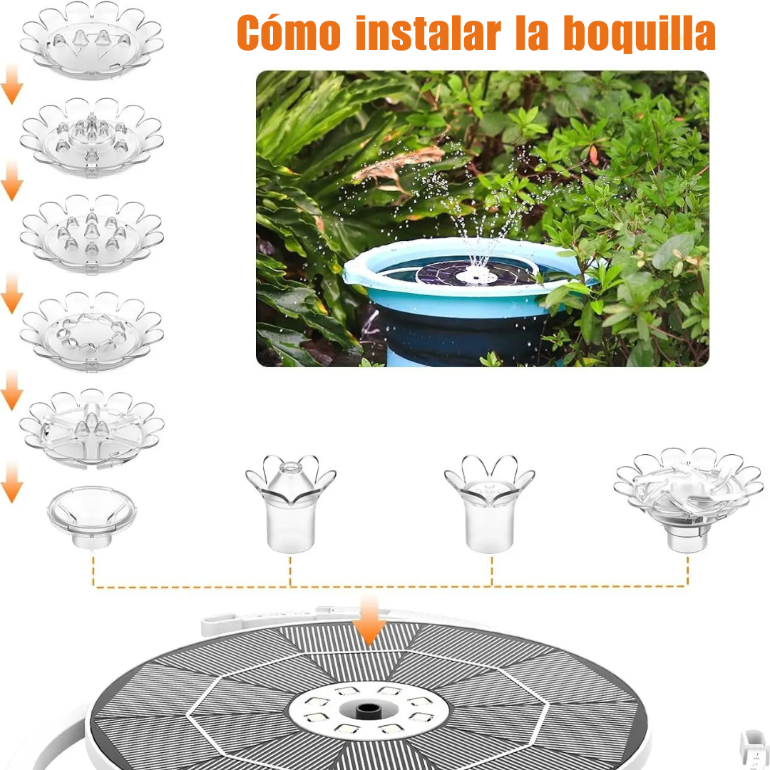 Fuente Solar LED con Bomba de Agua de 3000mAh