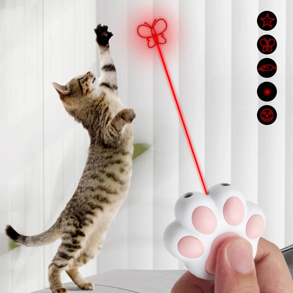 Juguete Interactivo para Gatos con Láser LED - Patrón Animado Recargable para Entrenamiento y Diversión