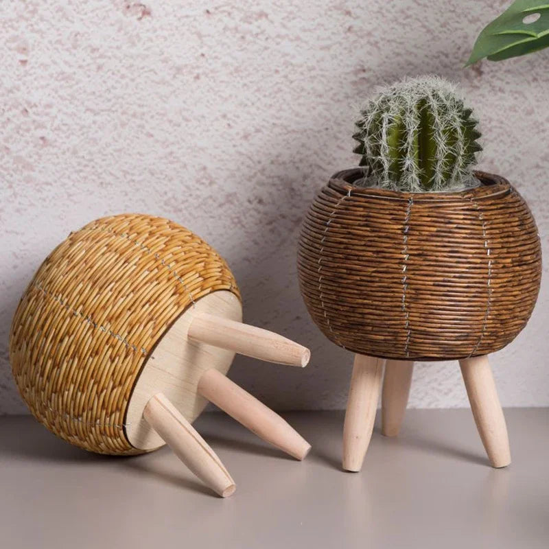 Maceta de Rattan Imitación Nórdica