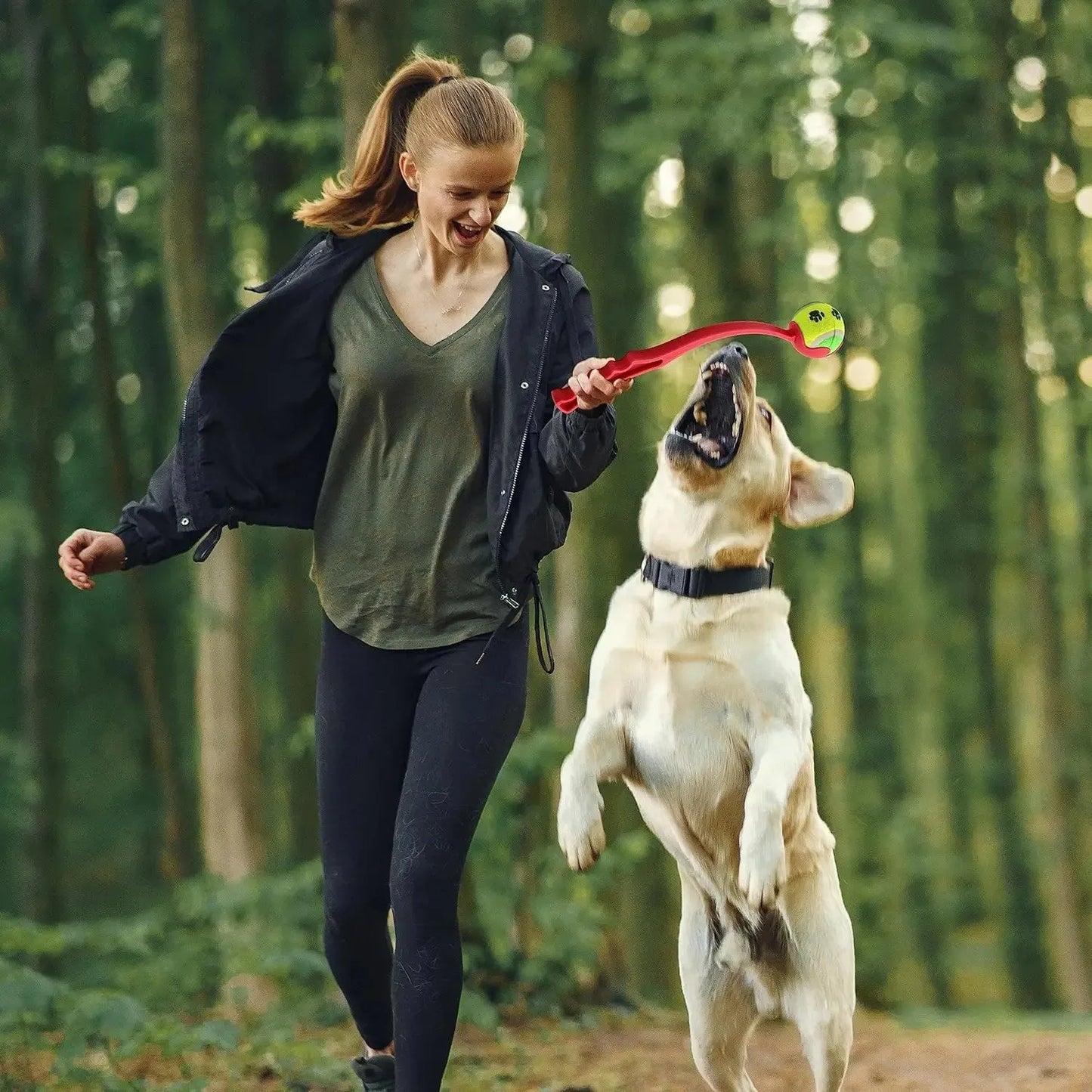 Juguete de Lanzamiento para Perros - Paleta y Pelota de Tenis para Actividades al Aire Libre y Entrenamiento