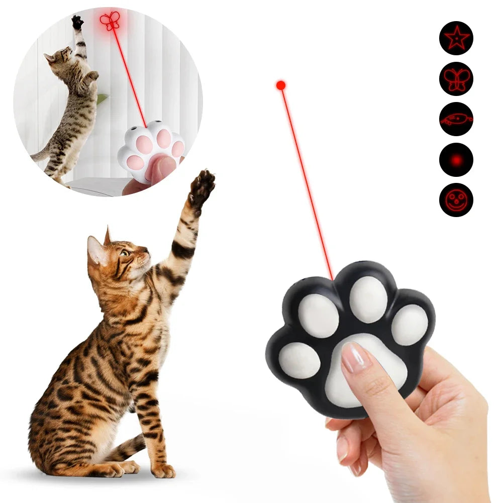 Juguete Interactivo para Gatos con Láser LED - Patrón Animado Recargable para Entrenamiento y Diversión