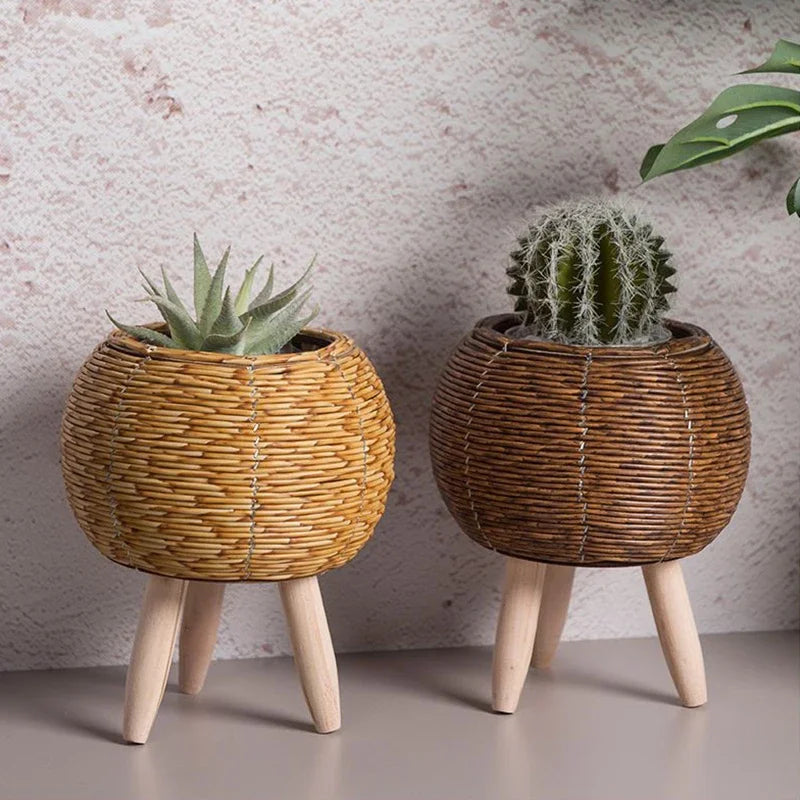 Maceta de Rattan Imitación Nórdica